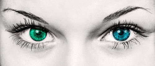 occhi verdi e blu