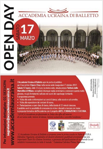 Open Day dell'Accademia Ucraina di Balletto a Milano: sabato 17 marzo