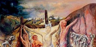 La Crocifissione di Guadagnuolo esposta ad Ardea per la Settimana Santa Guadagnuolo- Crocifi ssione, , olio su tela 300×200 cm