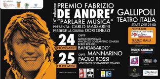 Premio Fabrizio De Andrè: le finali il 24 e 25 novembre a Gallipoli Premio Fabrizio De Andrè 2017