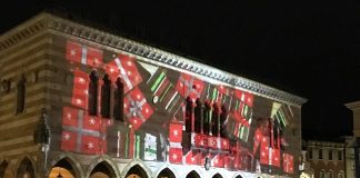 Natale a Udine: Luca Agnani con la proiezione 3D sulla Loggia del Lionello Loggia del Lionello