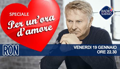 Ron ospite a Radio Subasio venerdì 19 gennaio Ron ospite a Radio Subasio venerdì 19 gennaio