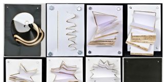 Luigi Curcio, la filosofia dell’essere attraverso la materia ottava geometrica legno carta da fotocopia bulloni di ferro vetro