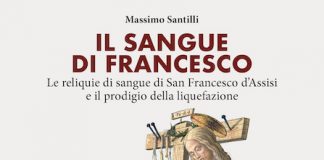 L’avvincente viaggio sulle tracce delle reliquie di sangue di San Francesco copertina libro il sangue di Francesco Santilli