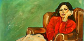 Irony and sociological analysis in Cristina Barr’s Expressionism (IE) Delphine in Red (Je pose donc je suis)