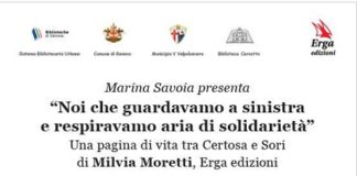 Genova, Marina Savoia presenta il libro di Milvia Moretti