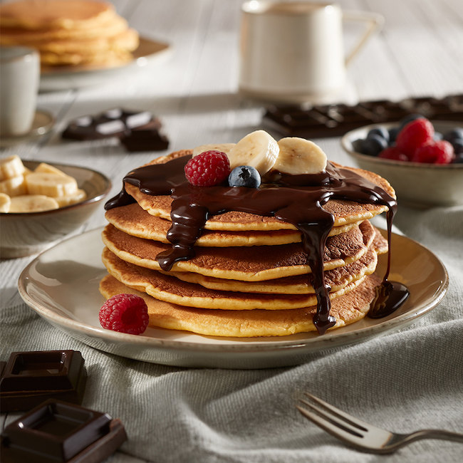 pancake con glassa cioccolato