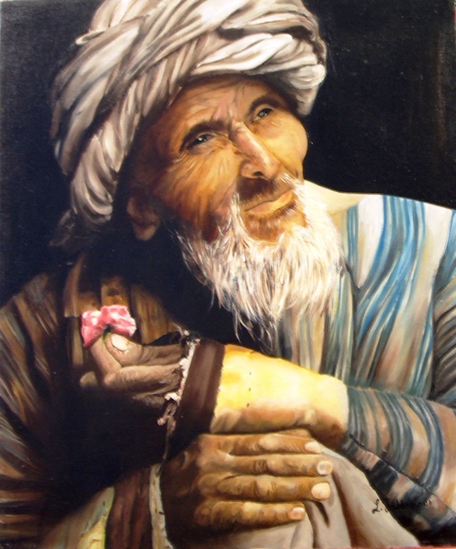 afgano con la rosa