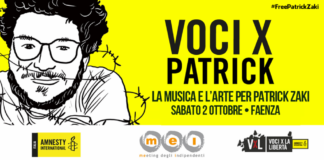 Il 2 ottobre ‘Voci x Patrick: la musica e l’arte per Patrick Zaki’