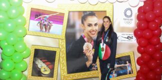 Ginnastica ritmica, la campionessa Martina Centofanti festeggiata dalla Polimnia