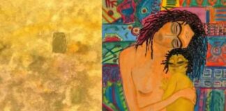 Le esplorazioni pittoriche di Sophie Iakovidi, in bilico tra Secessionismo Viennese ed Espressionismo per raccontare con delicatezza le emozioni più intime adoration mixed media sophie iakovidis