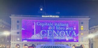 Genova Capitale del Libro 2023 celebrata dal Maxischermo di Regione Liguria