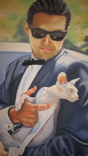 falco with sphynx cat