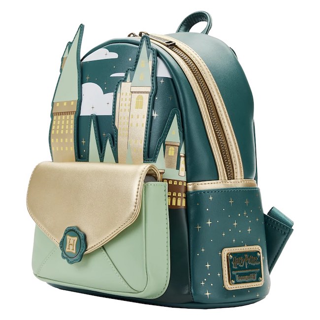 golden hogwarts castle mini backpack side