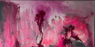 La vita in rosa con la travolgente esplosione emozionale dell’Action Painting di Ela Reitinger cascate dell'amore