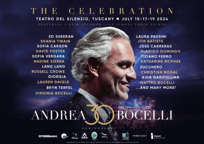 Andrea Bocelli: 30 anni di carriera con Ed Sheeran, Zucchero e Giorgia