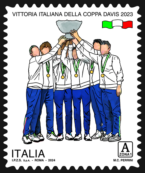 Emesso dal Ministero del Made in Italy un francobollo dedicato alla vittoria italiana della Coppa Davis 2023