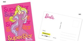 65° anniversario Barbie, collaborazione esclusiva con Poste Italiane cartolina barbie