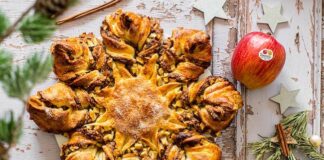 Stella speziata con ripieno di noci e mele: la ricetta ricetta stella di sfoglia speziata con mele