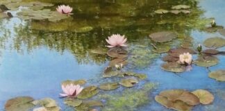 Il silenzio della natura nel Realismo paesaggista di Elena Shamrina, contemplando l’incontaminata bellezza del mondo intorno al sé le ninfee