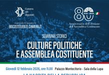 80 anni Costituente, eventi al via dal 12 febbraio. Si parte con il ciclo di seminari sulle culture politiche