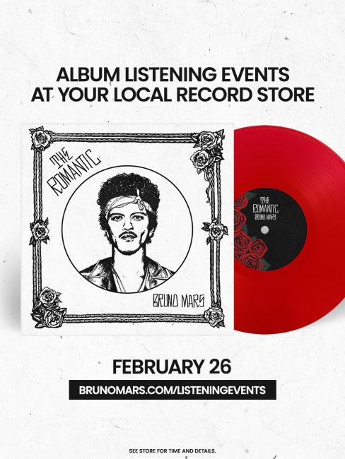 Bruno Mars annuncia gli speciali Listening Celebrations per “The Romantic”