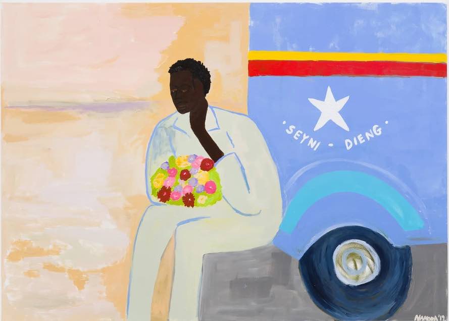 sad man with flowers