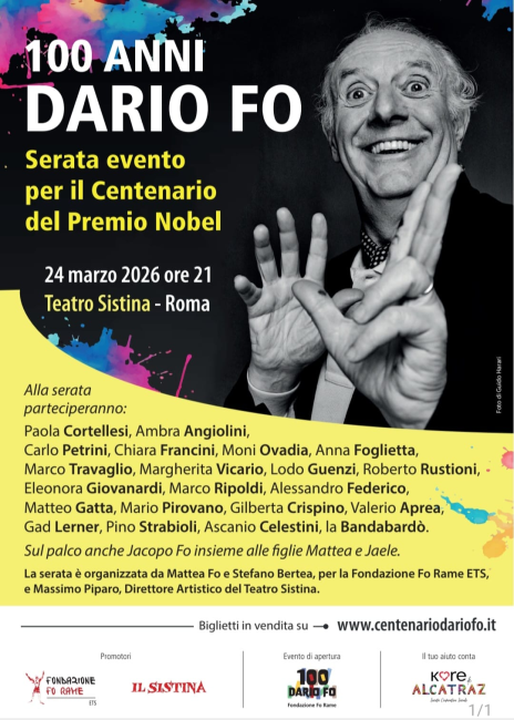 100 anni Dario Fo: grande serata omaggio al Sistina martedì 24 marzo