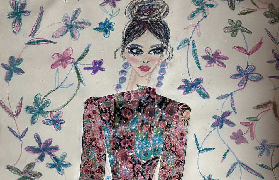 donna su tela il pesce blu