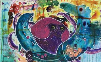 Il fantasioso e sognante mondo di Eva Fousová, quando il Naif si mescola con Espressionismo e Art Nouveau Opojeni v propojení70x50 cmAkryl na plátněCena: 7 600 Kč