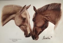 Il fascino retrò della pittura al vino rosso del Realismo di Marina Tomašević konji cavalli
