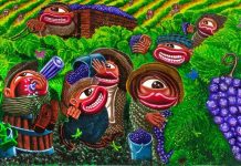 Le scene grottesche e divertenti di Hervé Dirosa, tra Figurazione Libera e Arte Modesta vendange joyeuse