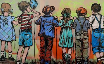I ricordi fanciulleschi di David Bromley, quando la nostalgia di un mondo più spensierato diventa arte over the fence with bubble boy