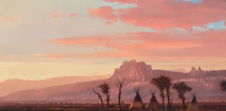 La magnificenza dei paesaggi statunitensi nel Realismo di Michael Coleman indian campfire scene